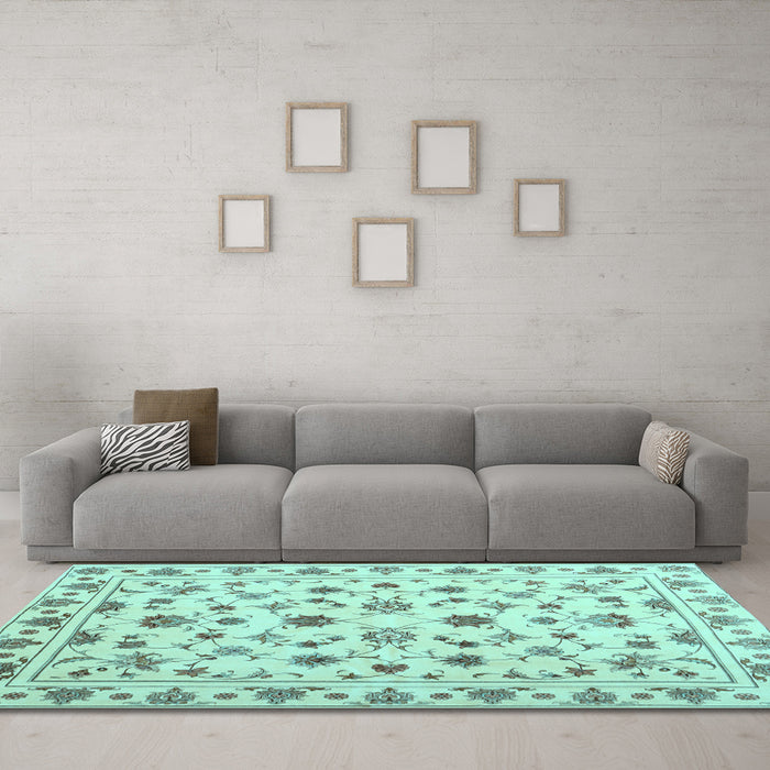 Machine Washable Persian Light Blue Traditional Rug in a Living Room, wshcon1352lblu