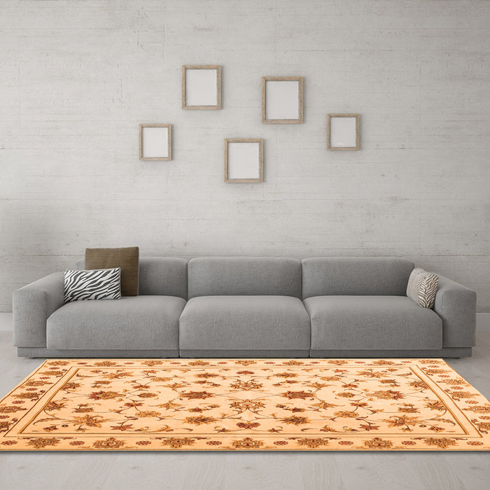 Machine Washable Persian Orange Traditional Area Rugs in a Living Room, wshcon1352org