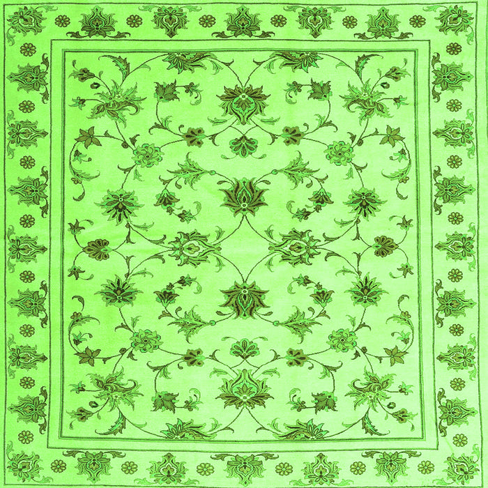Round Machine Washable Persian Green Traditional Area Rugs, wshcon1352grn