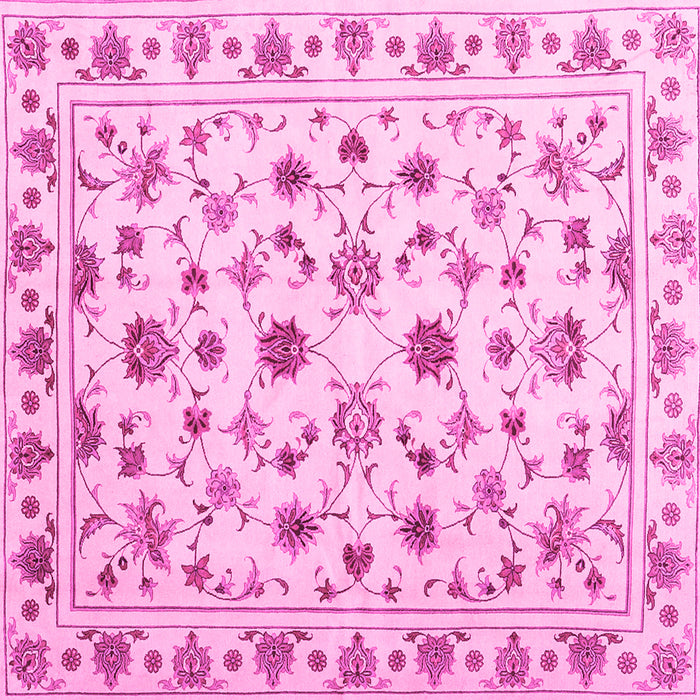 Square Machine Washable Persian Pink Traditional Rug, wshcon1352pnk