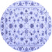 Round Machine Washable Persian Blue Traditional Rug, wshcon1352blu