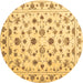 Round Persian Brown Traditional Rug, con1352brn