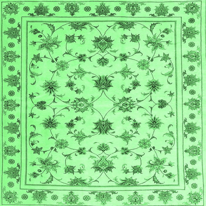 Square Machine Washable Persian Emerald Green Traditional Area Rugs, wshcon1352emgrn