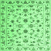 Square Machine Washable Persian Emerald Green Traditional Area Rugs, wshcon1352emgrn