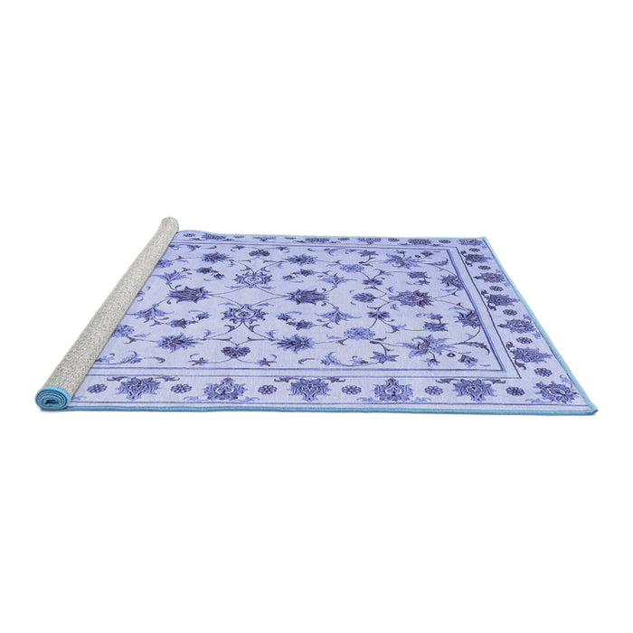 Sideview of Machine Washable Persian Blue Traditional Rug, wshcon1352blu