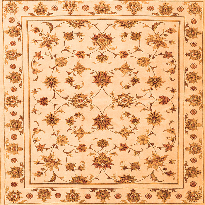 Round Machine Washable Persian Orange Traditional Area Rugs, wshcon1352org