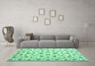 Machine Washable Persian Turquoise Traditional Area Rugs in a Living Room,, wshcon1352turq