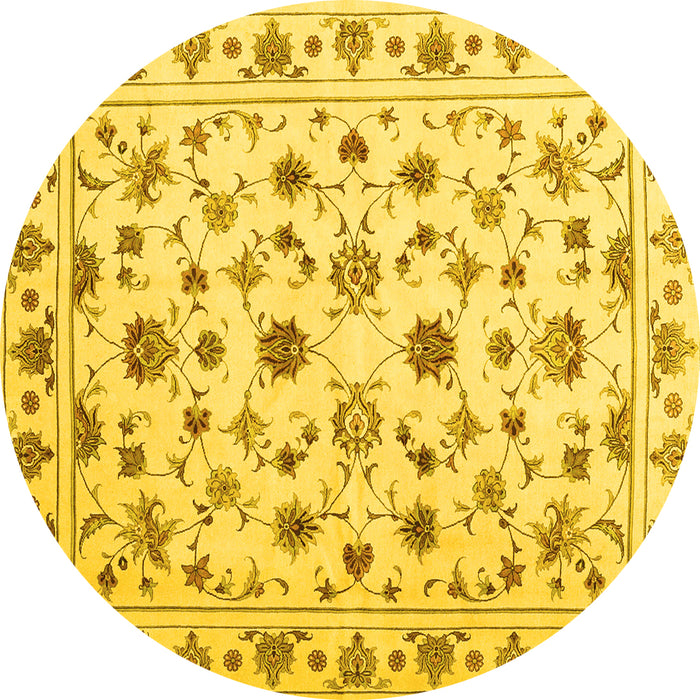 Round Persian Yellow Traditional Rug, con1352yw