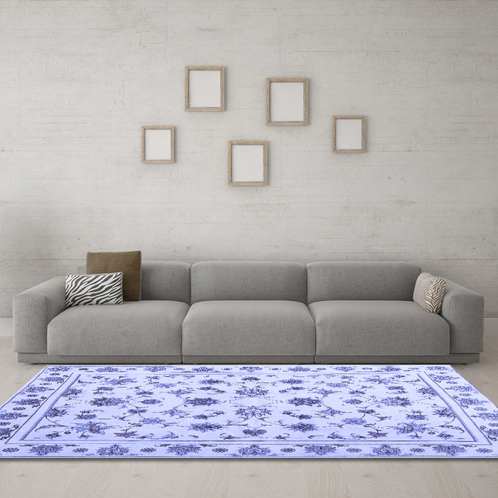 Machine Washable Persian Blue Traditional Rug in a Living Room, wshcon1352blu