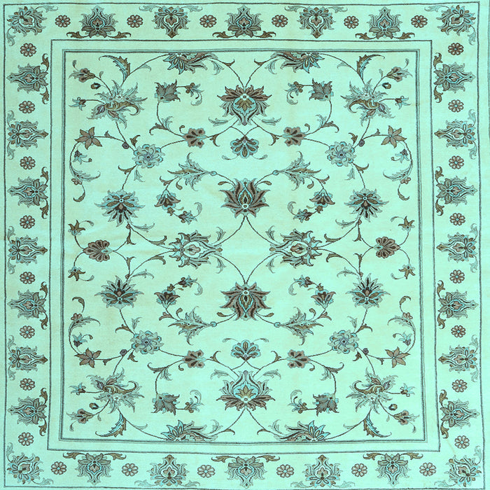 Square Machine Washable Persian Light Blue Traditional Rug, wshcon1352lblu