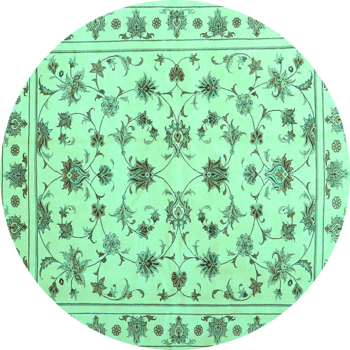 Round Persian Turquoise Traditional Rug, con1352turq