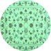 Round Persian Turquoise Traditional Rug, con1352turq