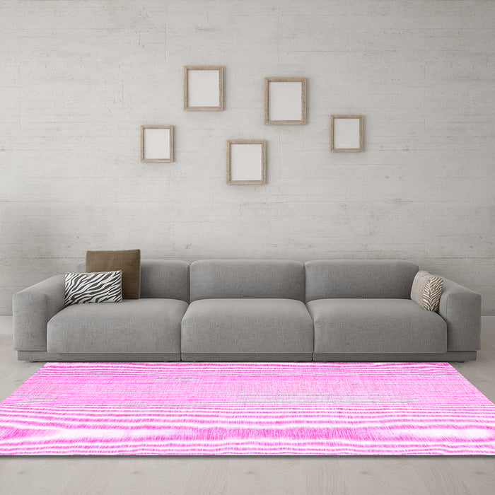 Machine Washable Abstract Pink Contemporary Rug in a Living Room, wshcon1353pnk