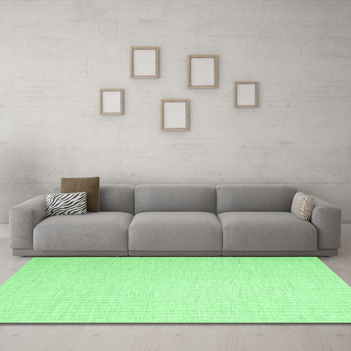 Machine Washable Abstract Emerald Green Contemporary Area Rugs in a Living Room,, wshcon1353emgrn