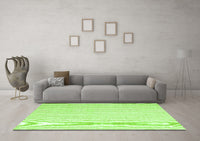Machine Washable Abstract Green Contemporary Rug, wshcon1353grn