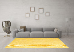 Machine Washable Abstract Yellow Contemporary Rug in a Living Room, wshcon1353yw