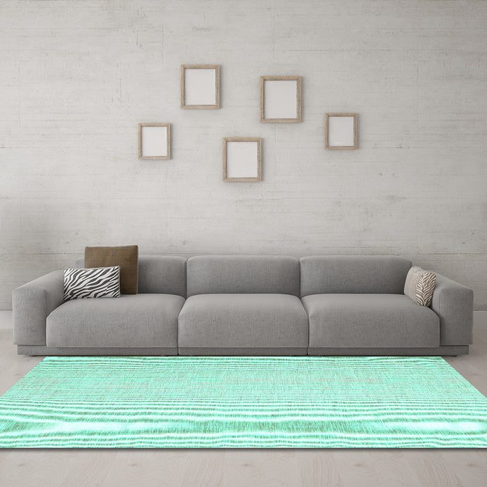 Machine Washable Abstract Turquoise Contemporary Area Rugs in a Living Room,, wshcon1353turq