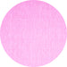 Round Abstract Pink Contemporary Rug, con1353pnk