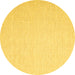 Round Abstract Yellow Contemporary Rug, con1353yw