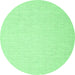 Round Machine Washable Abstract Emerald Green Contemporary Area Rugs, wshcon1353emgrn