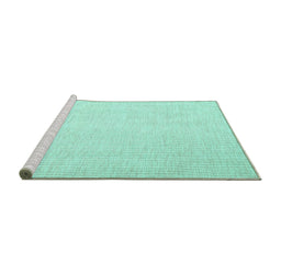 Sideview of Machine Washable Abstract Turquoise Contemporary Area Rugs, wshcon1353turq