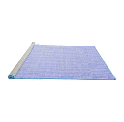 Sideview of Machine Washable Abstract Blue Contemporary Rug, wshcon1354blu