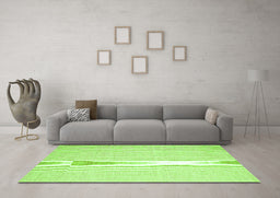 Machine Washable Abstract Green Contemporary Area Rugs in a Living Room,, wshcon1354grn