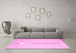 Machine Washable Abstract Pink Contemporary Rug in a Living Room, wshcon1354pnk