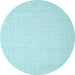 Round Abstract Light Blue Contemporary Rug, con1354lblu