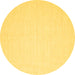 Round Abstract Yellow Contemporary Rug, con1355yw