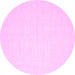 Round Abstract Pink Contemporary Rug, con1355pnk