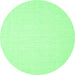 Round Abstract Emerald Green Contemporary Rug, con1355emgrn