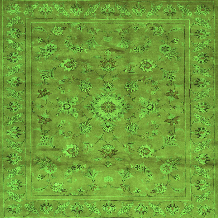 Round Machine Washable Abstract Green Contemporary Area Rugs, wshcon1356grn