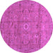 Round Abstract Purple Contemporary Rug, con1356pur