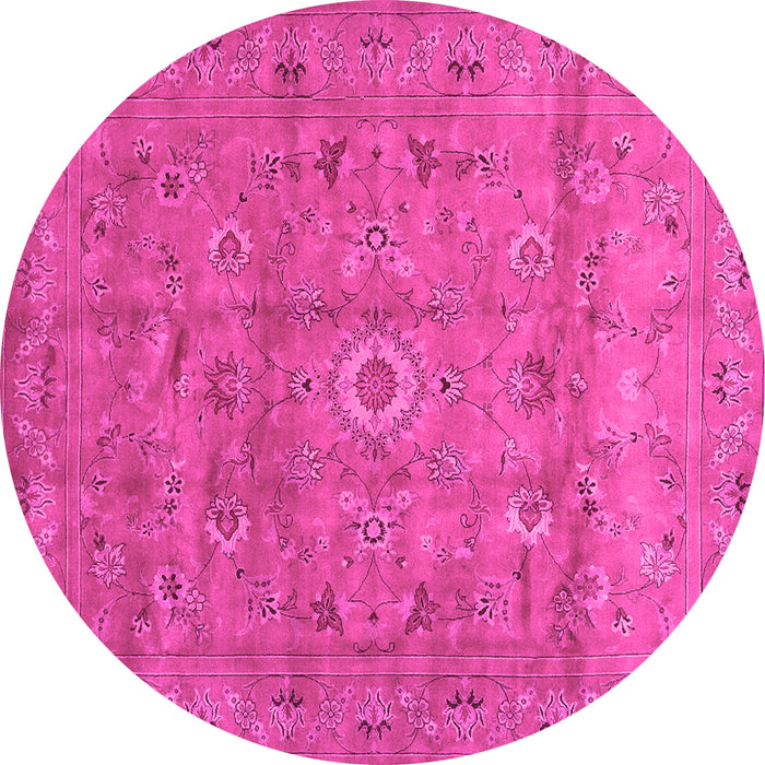 Round Machine Washable Abstract Pink Contemporary Rug, wshcon1356pnk