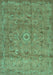 Machine Washable Abstract Turquoise Contemporary Area Rugs, wshcon1356turq