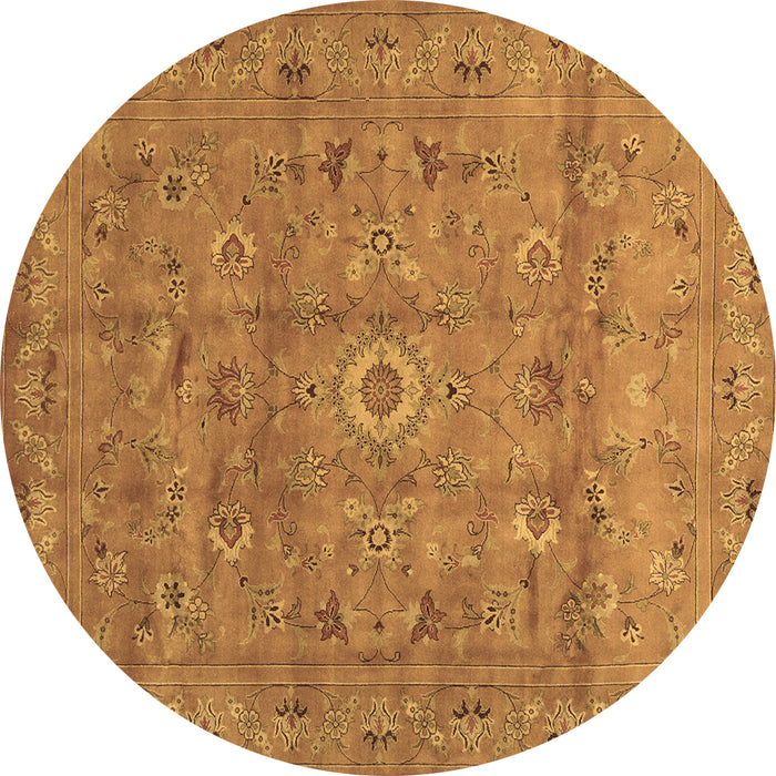 Round Abstract Brown Contemporary Rug, con1356brn
