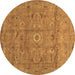 Round Abstract Brown Contemporary Rug, con1356brn