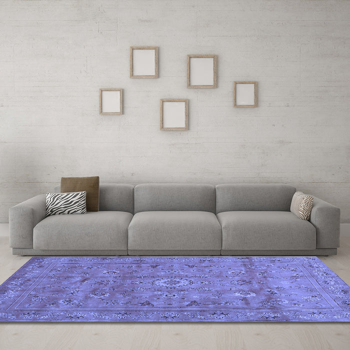 Machine Washable Abstract Blue Contemporary Rug in a Living Room, wshcon1356blu