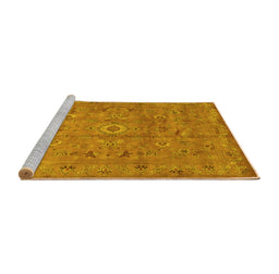 Sideview of Machine Washable Abstract Yellow Contemporary Rug, wshcon1356yw
