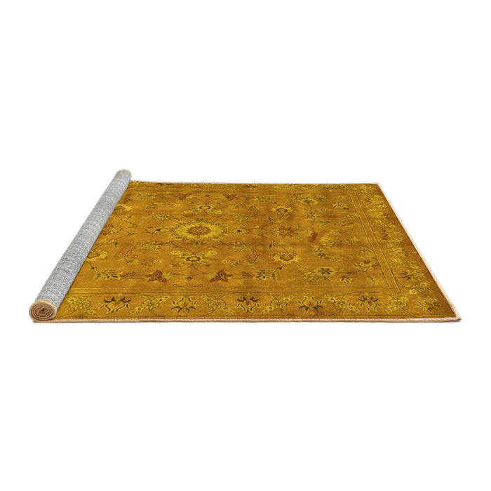Sideview of Machine Washable Abstract Yellow Contemporary Rug, wshcon1356yw