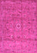 Machine Washable Abstract Pink Contemporary Rug, wshcon1356pnk