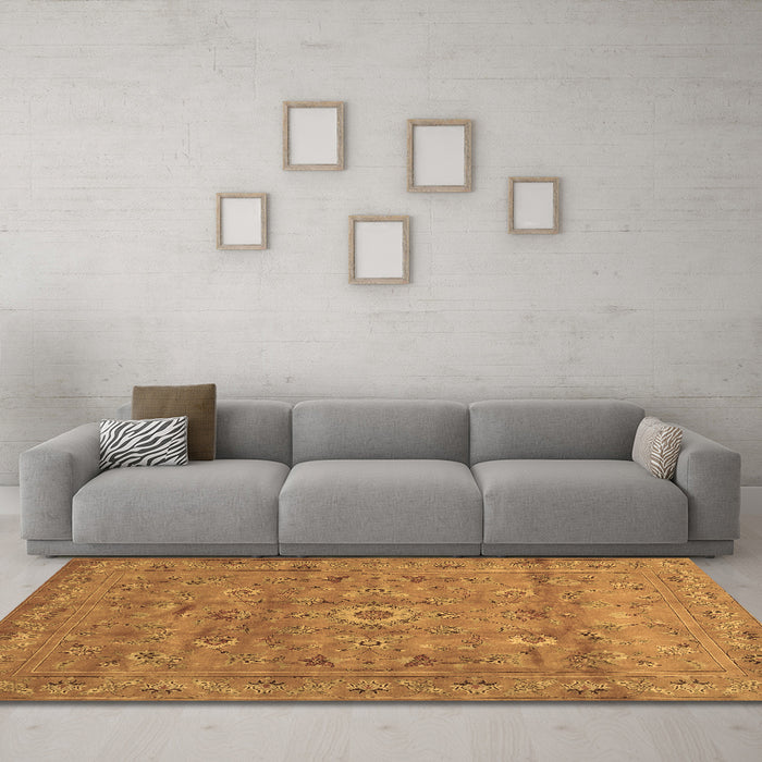 Machine Washable Abstract Brown Contemporary Rug in a Living Room,, wshcon1356brn