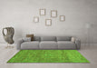 Machine Washable Abstract Green Contemporary Area Rugs in a Living Room,, wshcon1356grn