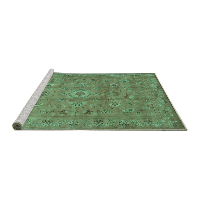 Sideview of Machine Washable Abstract Turquoise Contemporary Area Rugs, wshcon1356turq