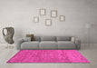 Machine Washable Abstract Pink Contemporary Rug in a Living Room, wshcon1356pnk