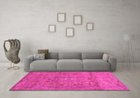 Machine Washable Abstract Pink Contemporary Rug, wshcon1356pnk