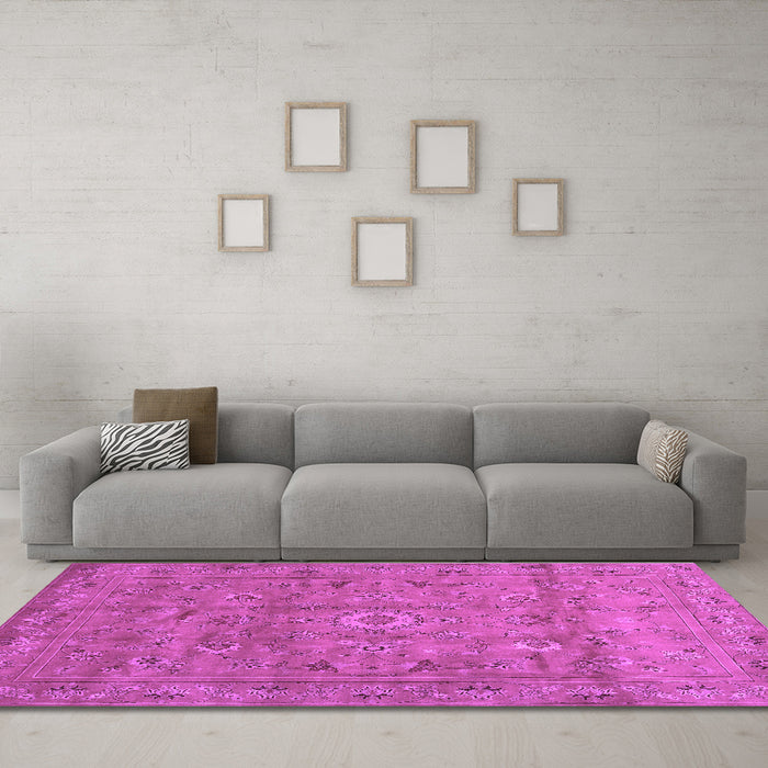 Machine Washable Abstract Purple Contemporary Area Rugs in a Living Room, wshcon1356pur