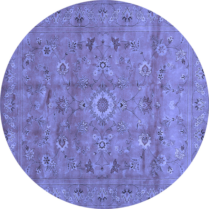 Round Machine Washable Abstract Blue Contemporary Rug, wshcon1356blu