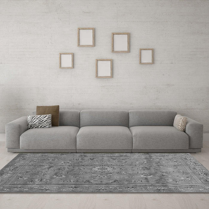 Machine Washable Abstract Gray Contemporary Rug in a Living Room,, wshcon1356gry